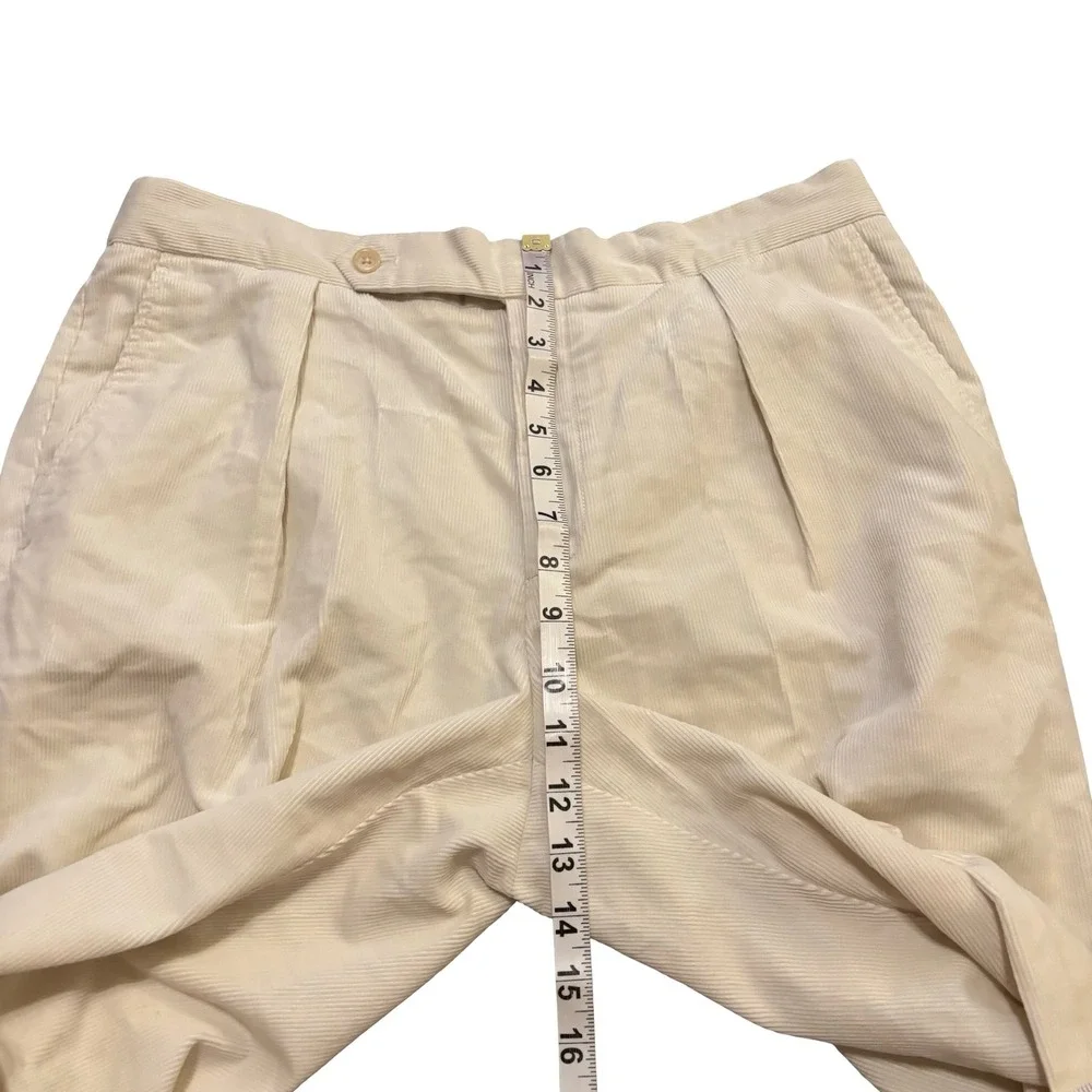 Polo Ralph Lauren Mens Cream Corduroy Pleated Pants 35x30 Straight Leg‎ Portugal